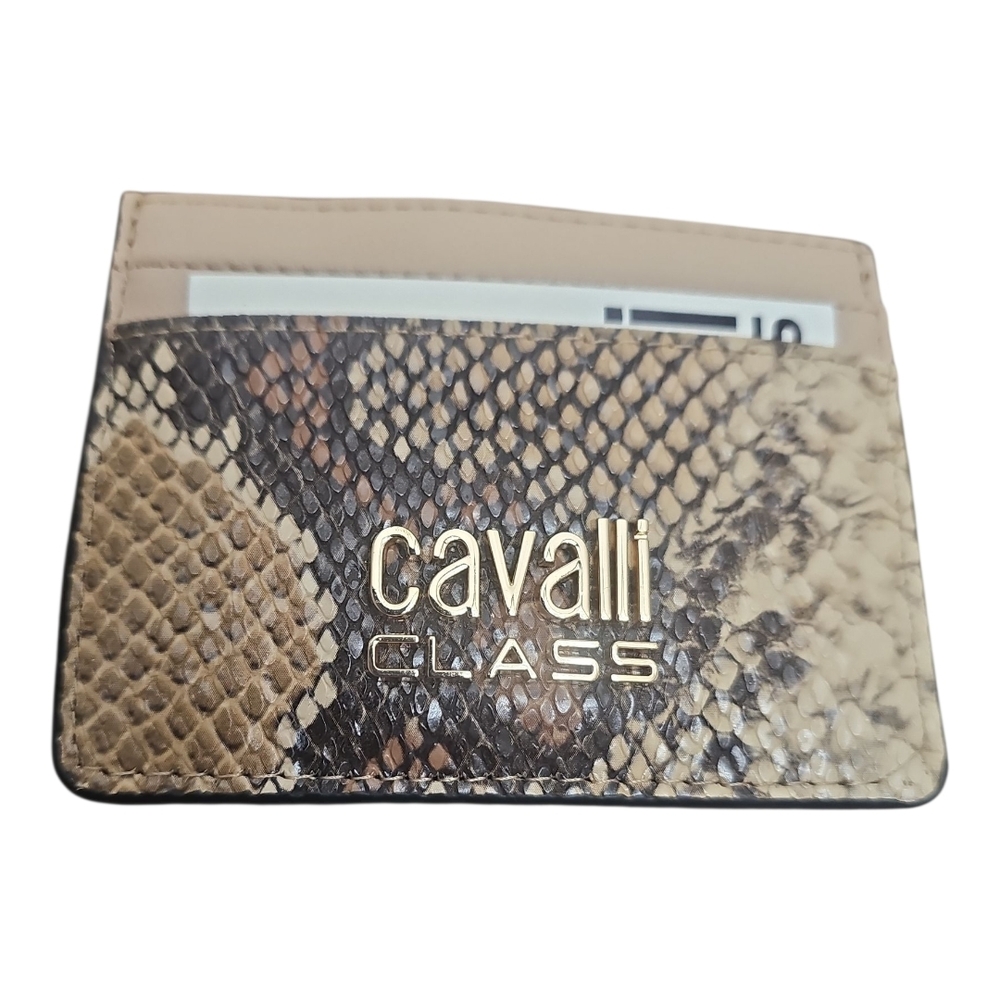 NEW no Tag‎ Cavalli Class Python Snakeskin Pattern Card Holder Tan Size 3"x5" - Picture 2 of 4